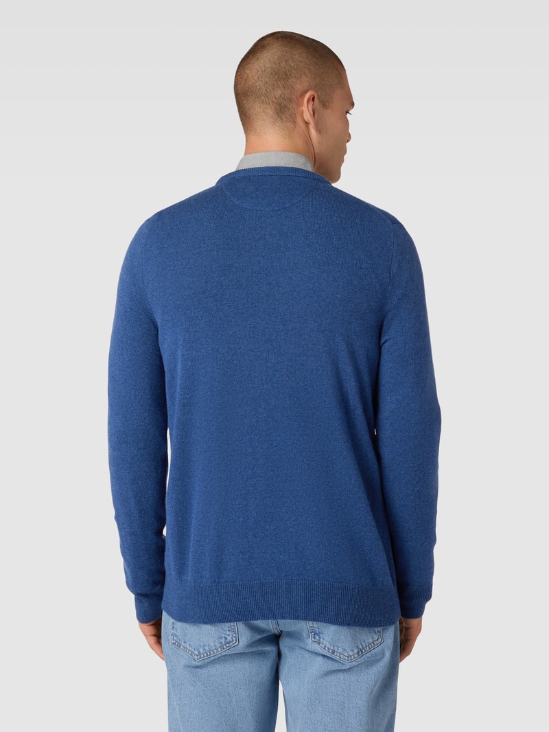 Strickpullover aus Wolle mit Logo-Stitching in blau