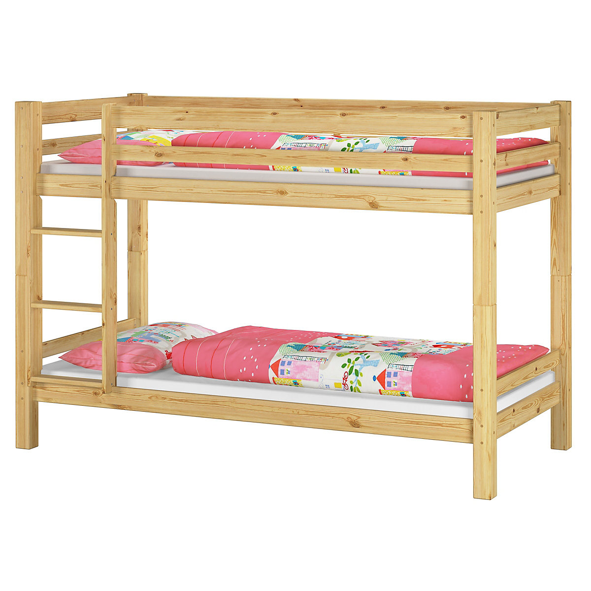 Kinderetagenbett 90x200 Kiefer in Natur + 2 Rollrost