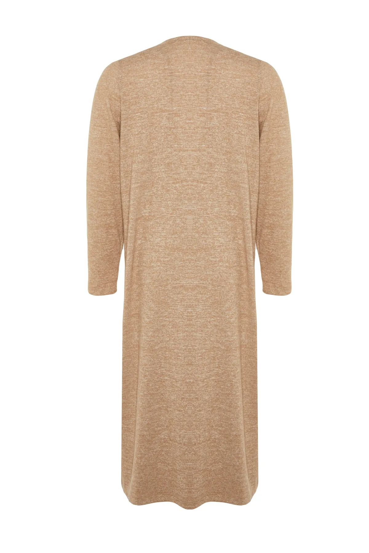 Trendyol Curve  Beigefarbenes, weiches Cardigan-Kleid-Strick-2-teiliges Set TBBAW23AH00004