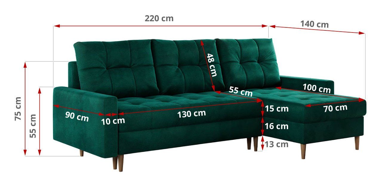MKS MÖBEL Ecksofa COLIN+, mit Schlaffunktion, Mit der Möglichkeit zur Auswahl eines Toppers