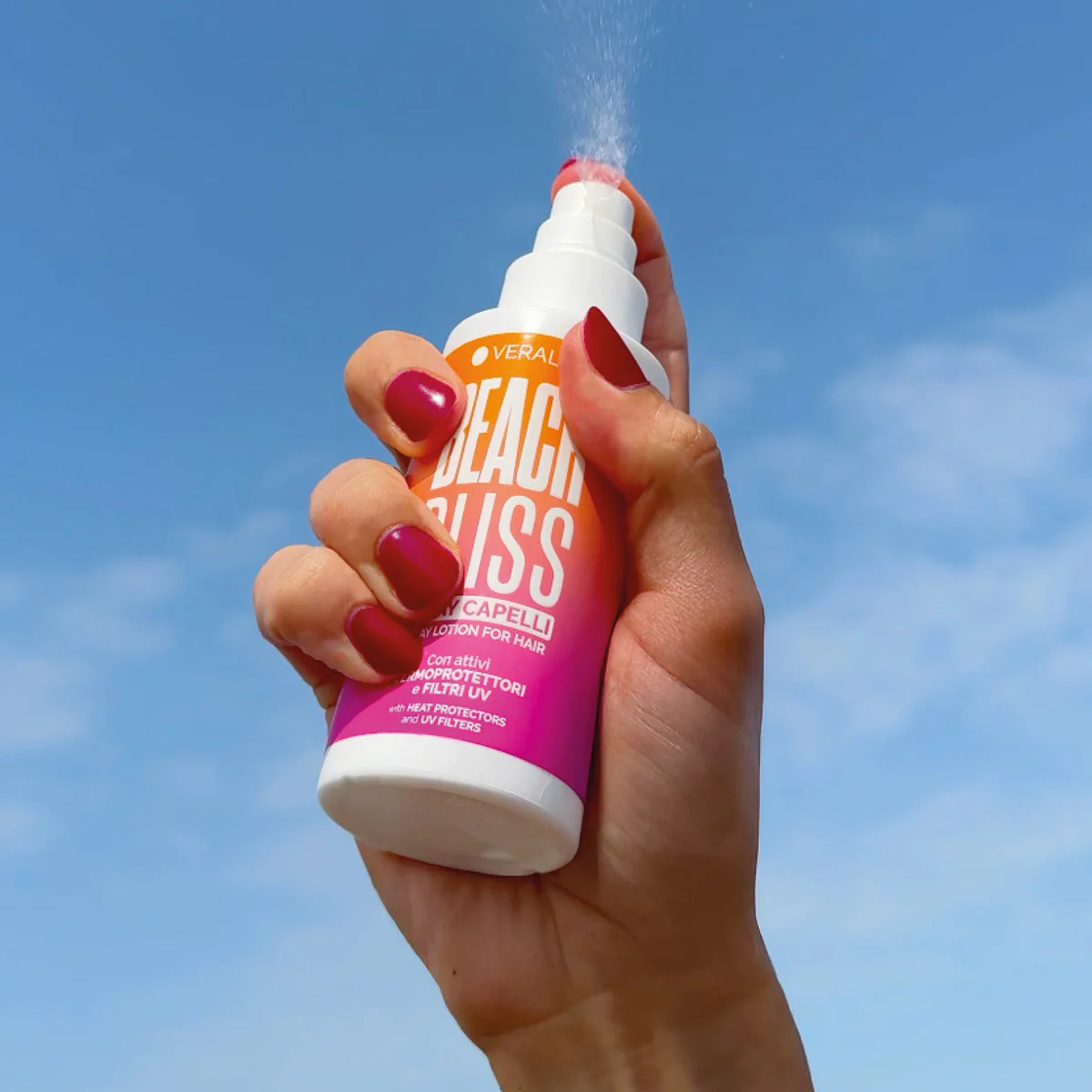 BEACH BLISS спреј за сунчање - лак за косу са активном заштитом од топлоте и УВ филтерима - третман за косу са заштитом од сунца, спреј за заштиту од топлоте