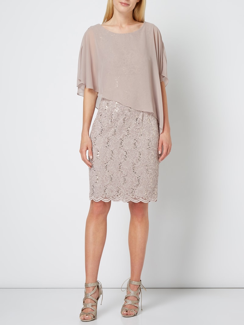 Cocktailkleid aus floraler Spitze in beige