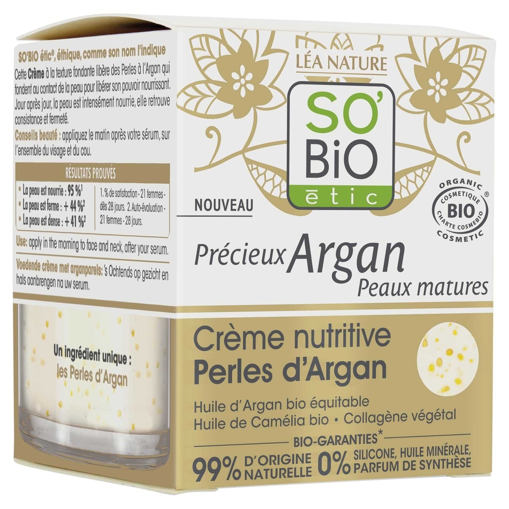 LÉA NATURE SO BiO étic Crème nutritive Perles d'Argan, Précieux Argan Peaux Matures Crème nutritive