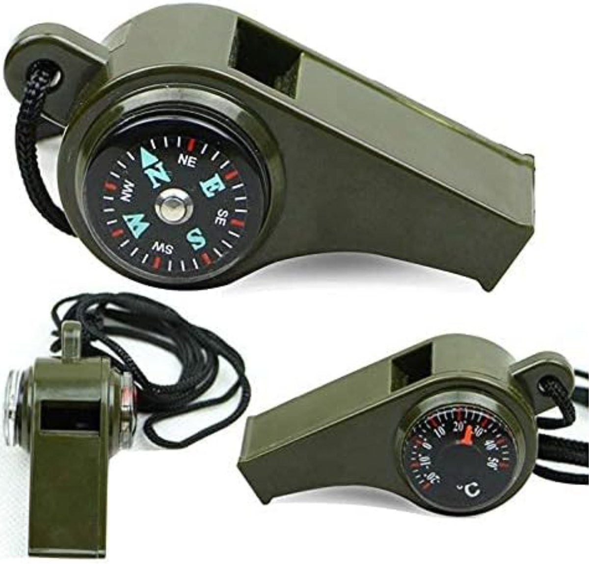 Yunnker Signalpfeife DREI-in-Eins-Kompass Rettungsschwimmer Pfeife, (1-St), Thermometer Outdoor Multifunktionale Survival