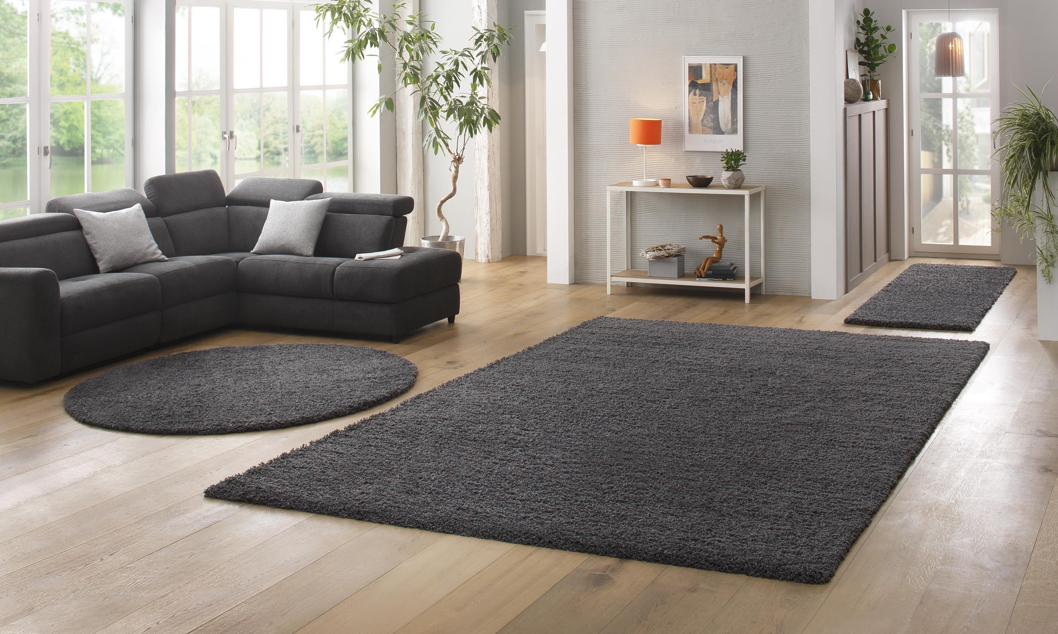 Hochflor-Teppich Viva, Home affaire, rechteckig, Höhe: 45 mm, Uni Farben, einfarbig, besonders weich und kuschelig