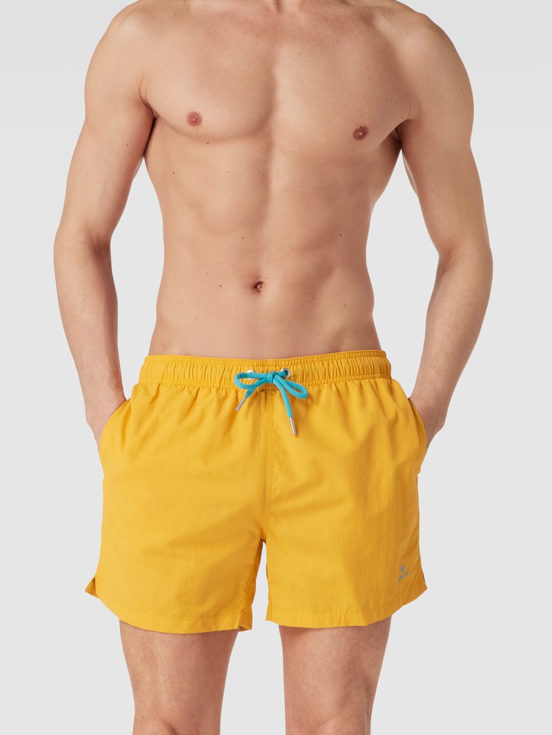 Badehose mit Label-Stitching in orange
