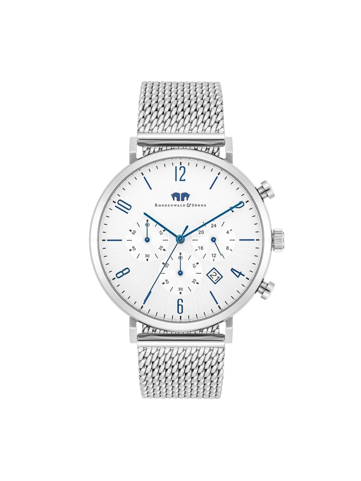 Rhodenwald & Söhne Herren Chronograph silber Edelstahl silber in silber günstig kaufen 21,5 cm