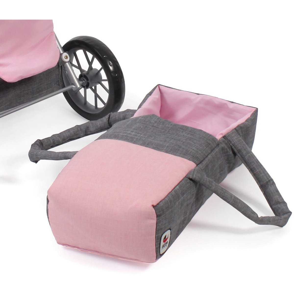 Kombi-Puppenwagen LENI, Melange grau-rosa
