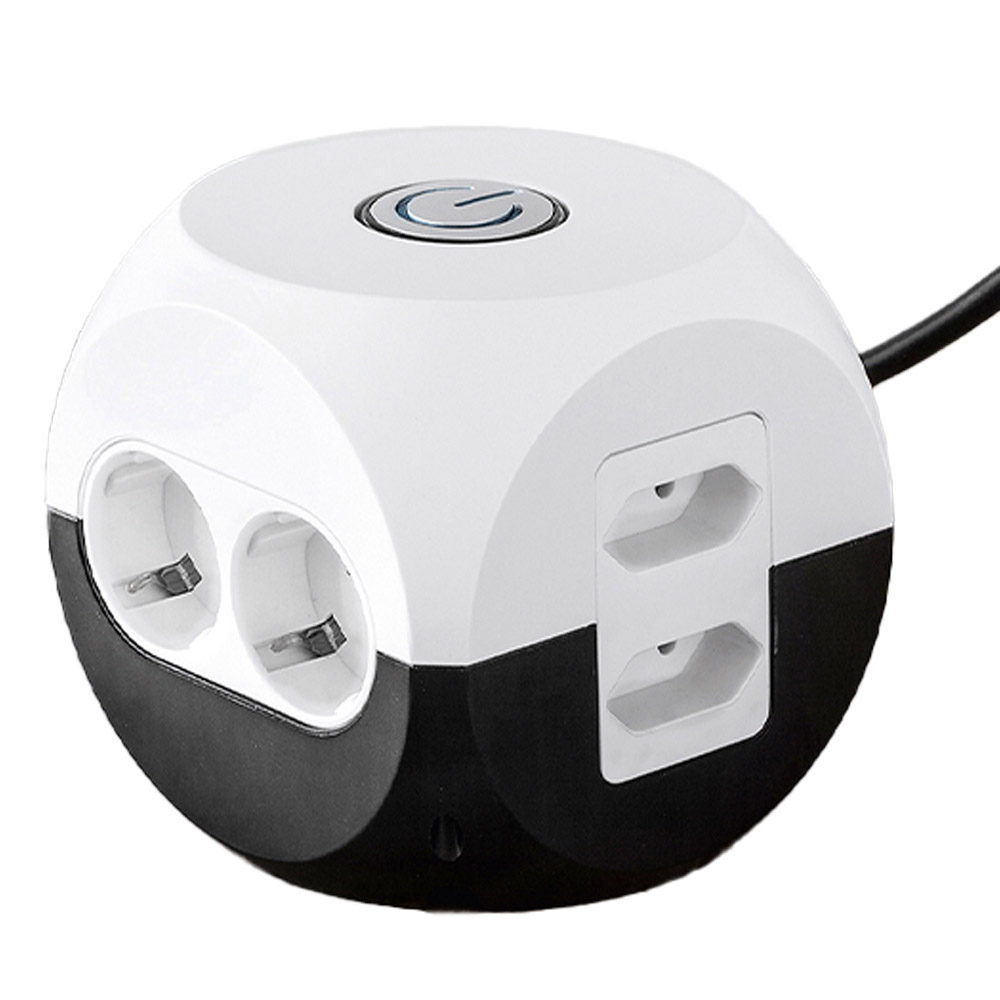 Powertec Electric Steckdosenwürfel, Weiß/Schwarz