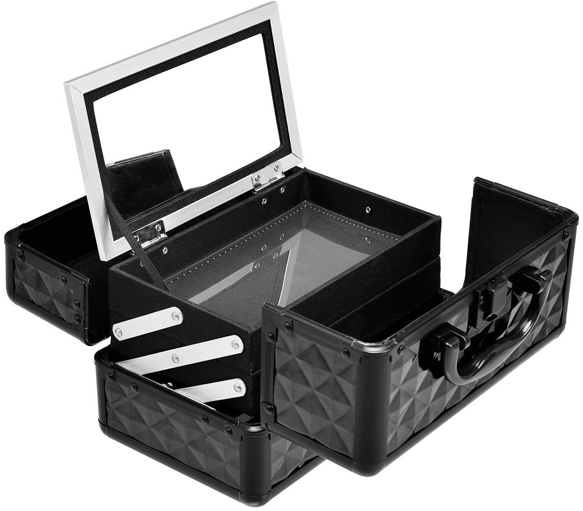 COSTWAY Kosmetikkoffer Schmuckkoffer, mit Spiegel, 23 x 15 x 18cm