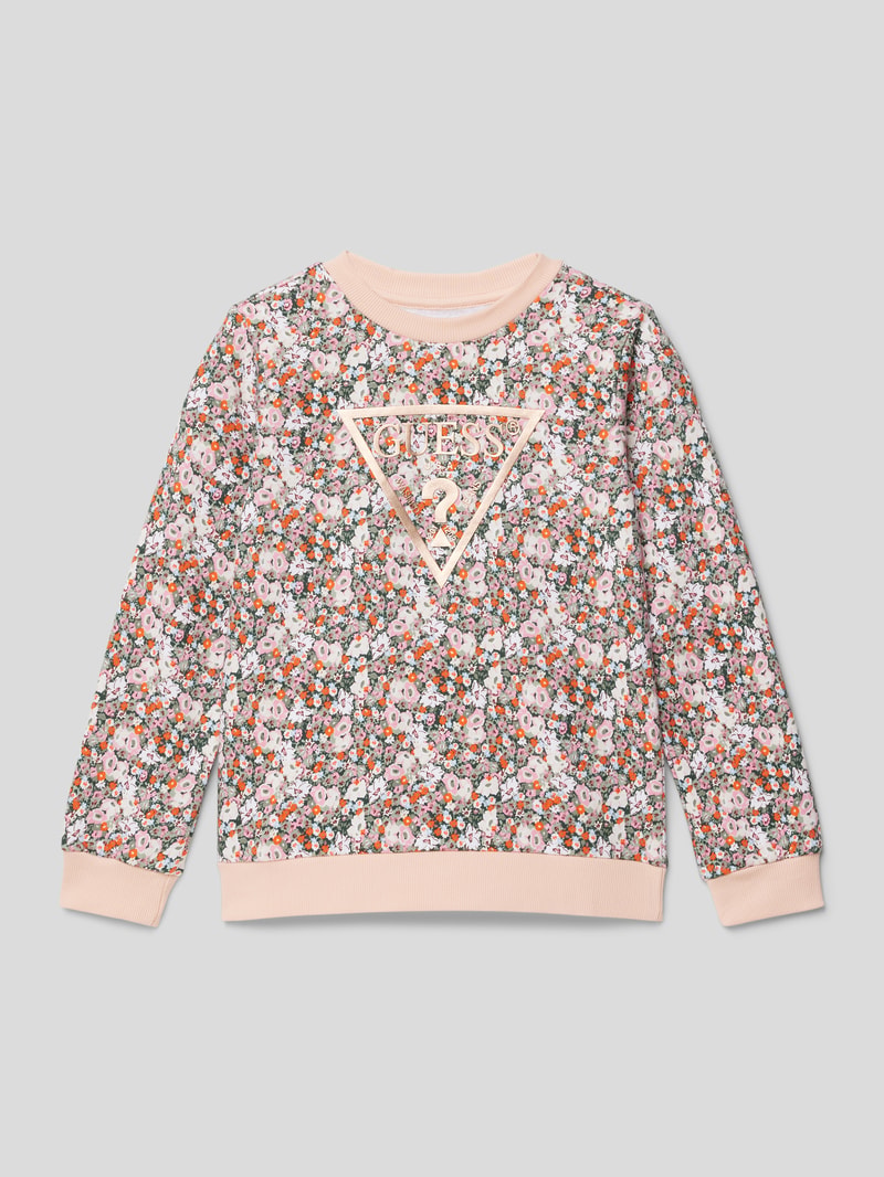 Sweatshirt aus Baumwolle mit Allover-Muster in offwhite