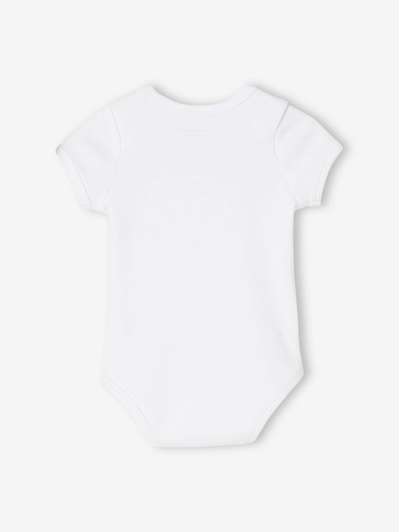Lot de 5 bodies en interlock bébé manches courtes ouverture US BASICS lot blanc