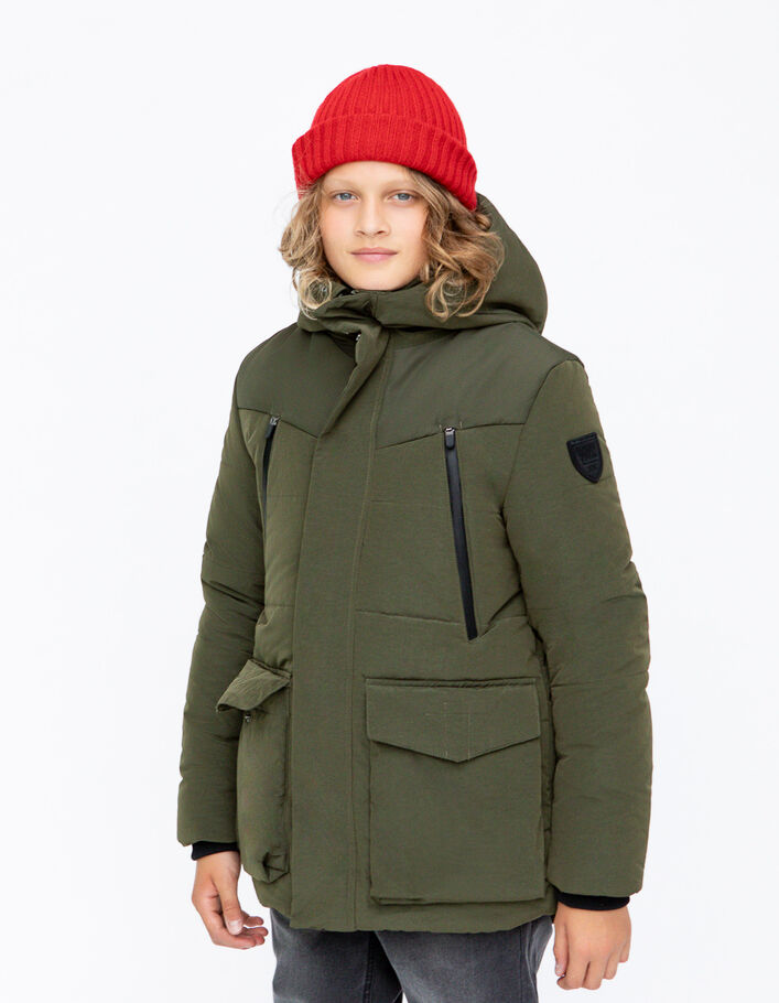 Parka kaki maxi zips waterproof garçon