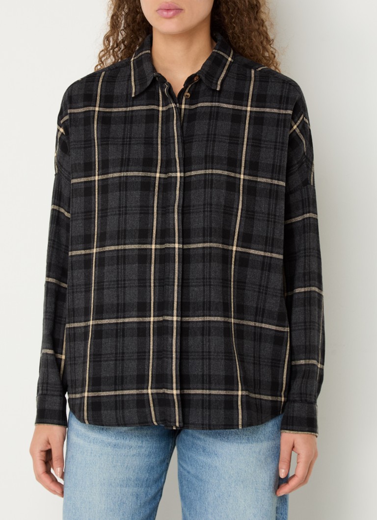 Benetton  Blouse in wolblend met ruitdessin