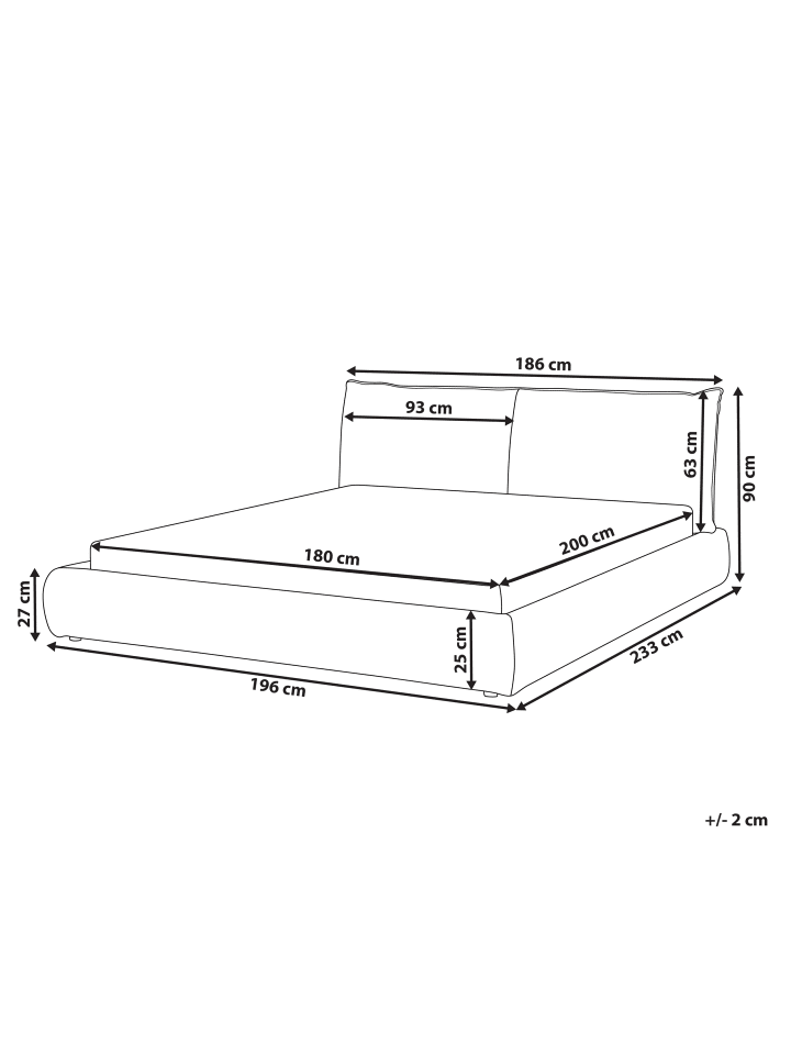 Beliani Doppelbett VINAY in Beige - (W) 196 x (H) 90 x (L) 233 cm günstig kaufen onesize