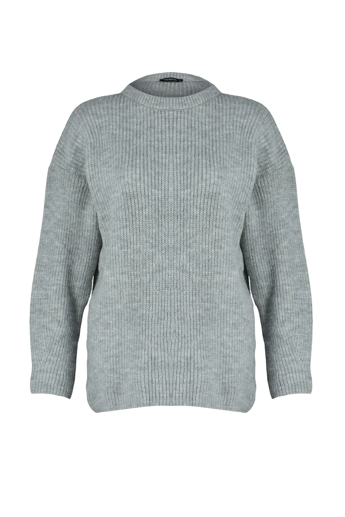 Trendyol Collection  Hellgrauer, weich strukturierter Basic-Strickpullover mit weiter Passform TWOAW20FV0142
