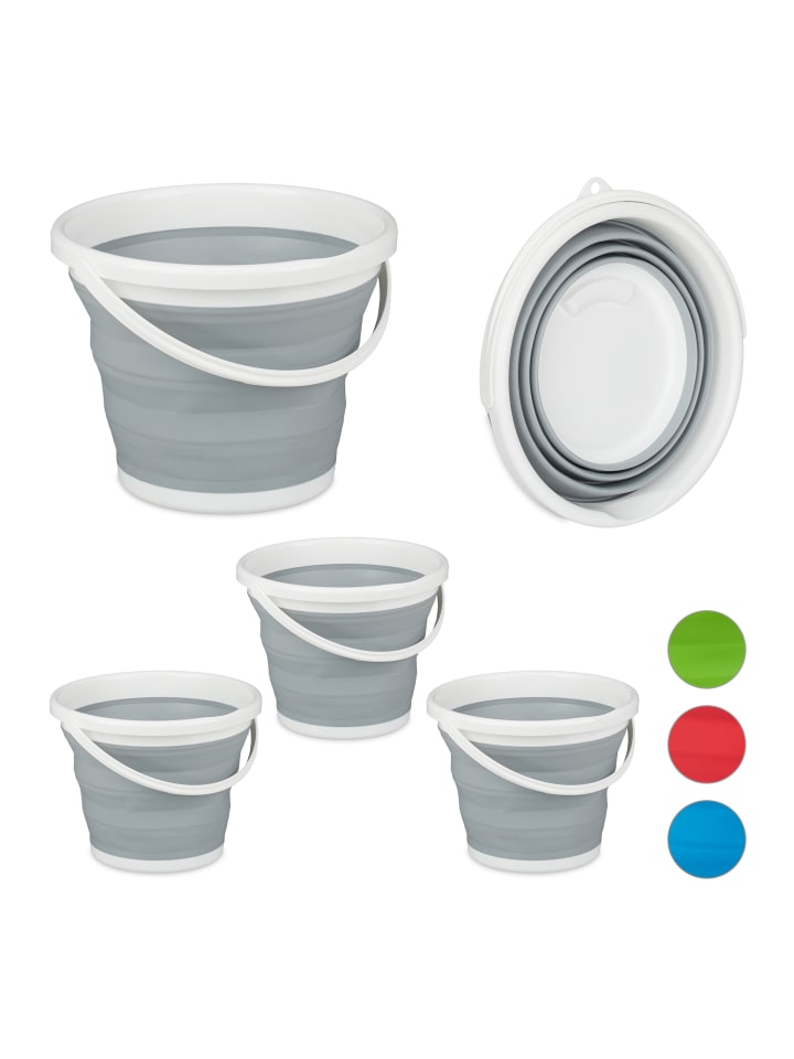 relaxdays 4x Falteimer in Grau - 10 l günstig kaufen onesize