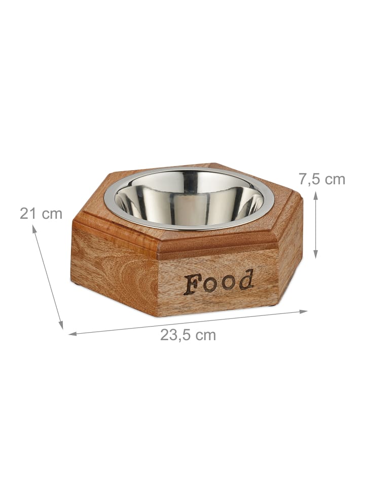 relaxdays 2-tlg. Hunde Napfset in Natur/Silber -  (B)23,5 x (H)7,5 x (T)21 cm günstig kaufen onesize