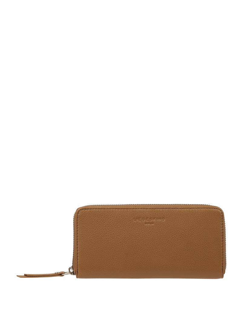 Portemonnaie mit Label-Detail Modell 'GIGI' in cognac
