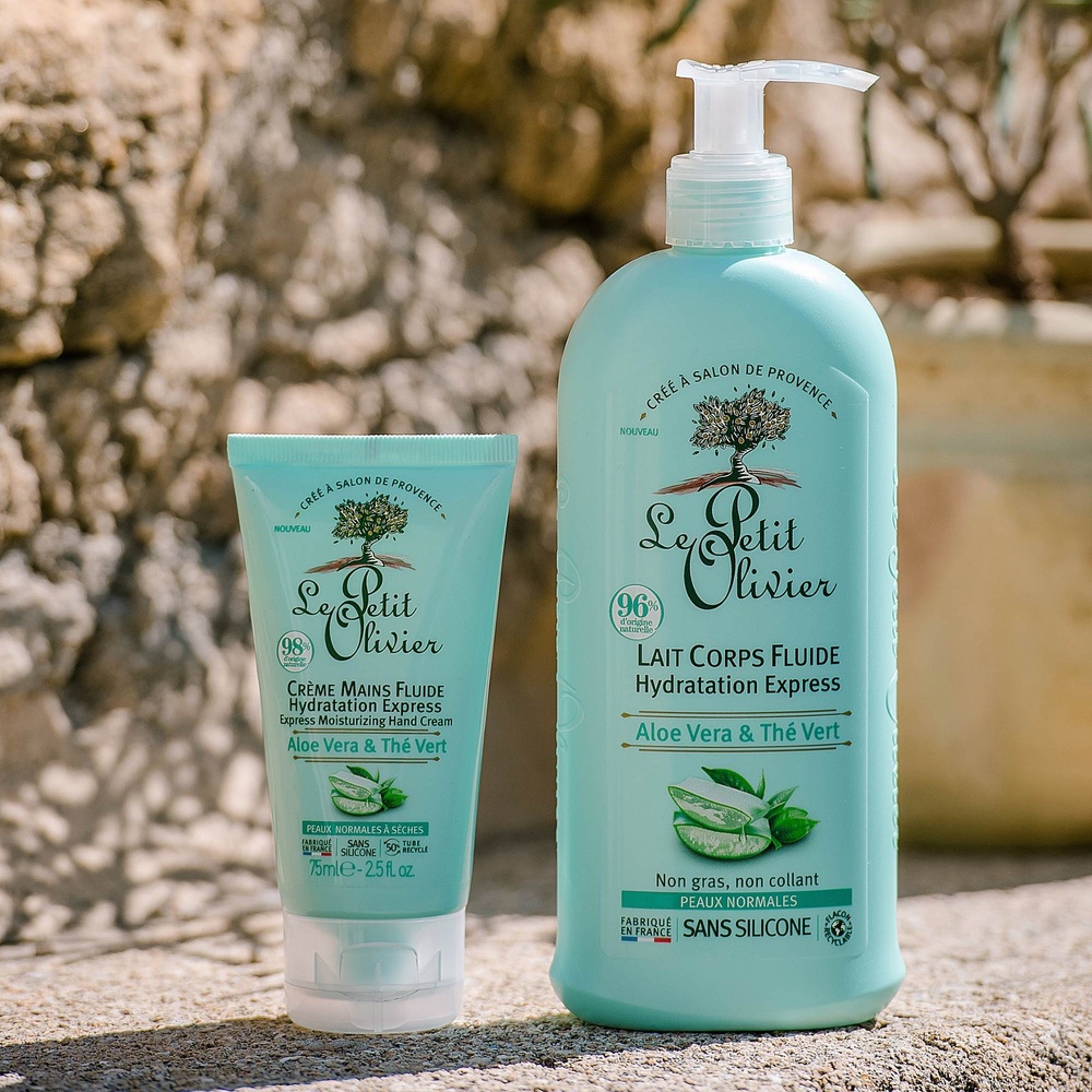 le petit olivier Lait Corps Fluide Hydratation Express Aloe Vera & Thé Vert Lait Corps - Peaux Normales à Sèches