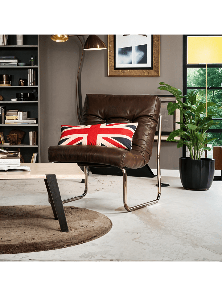 KADIMA DESIGN Vintage Clubsessel, Retro Lounge, Modular, Business, Chromkufen in Braun günstig kaufen onesize
