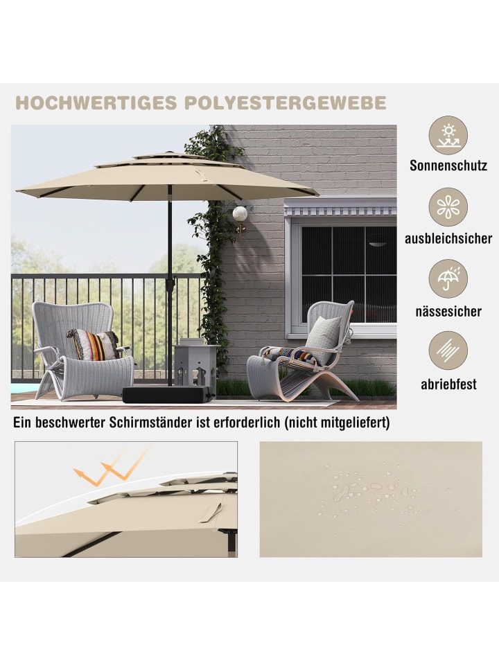 COSTWAY 300cm Sonnenschirm windfest stabil in Beige günstig kaufen onesize