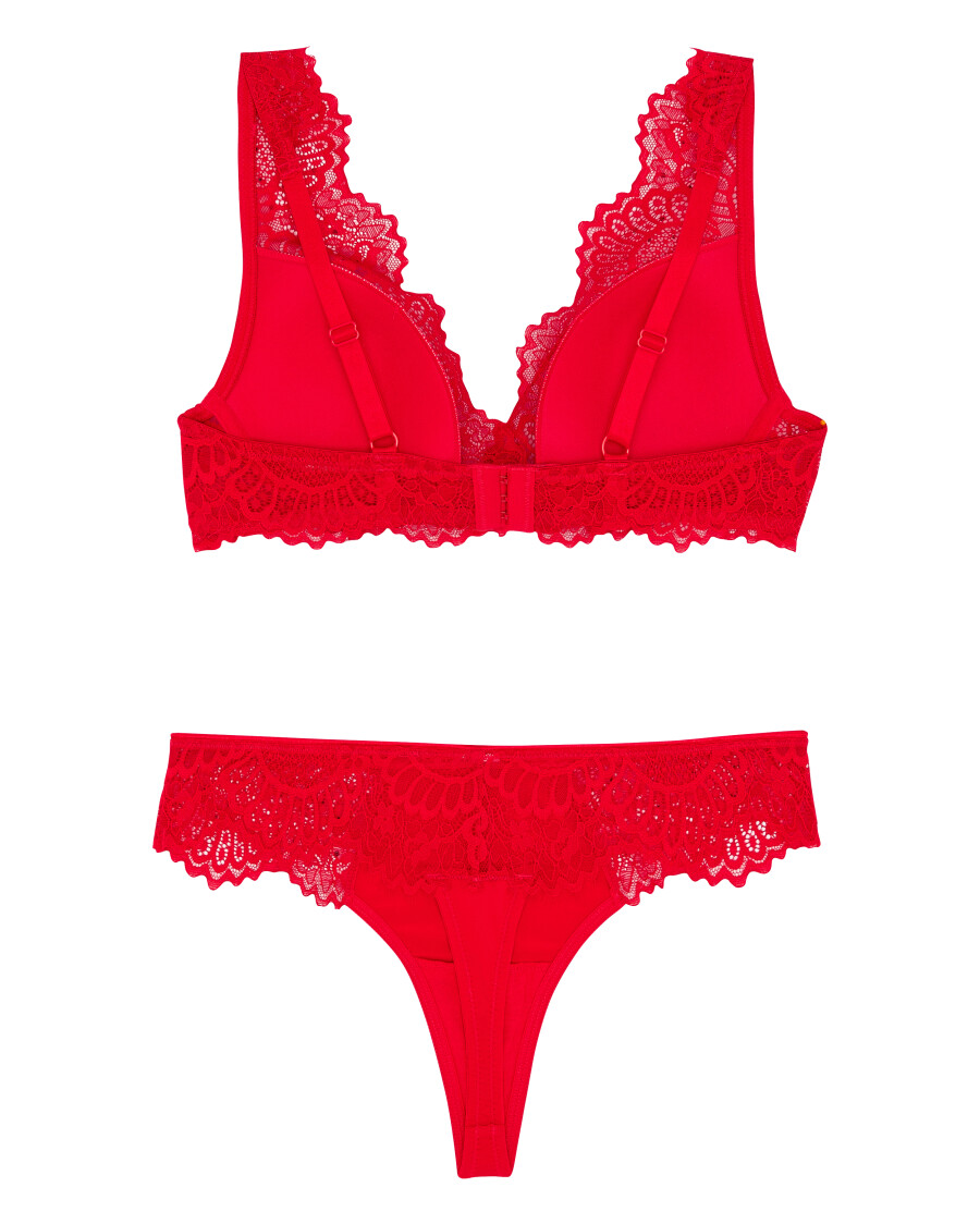 Roter Push-up-BH + String