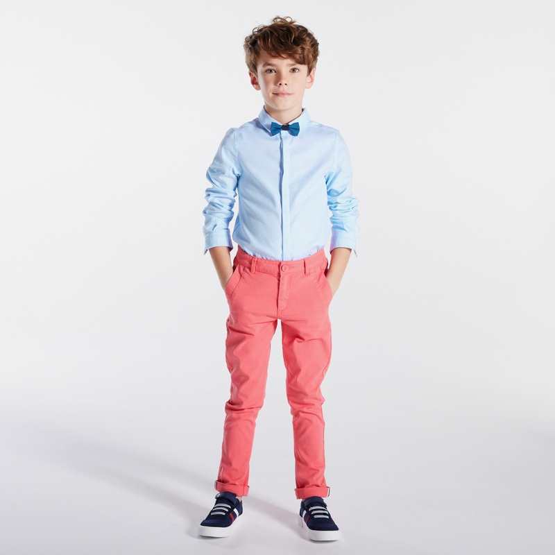 Chemise coton fantaisie et noeud papillon bleue garçon