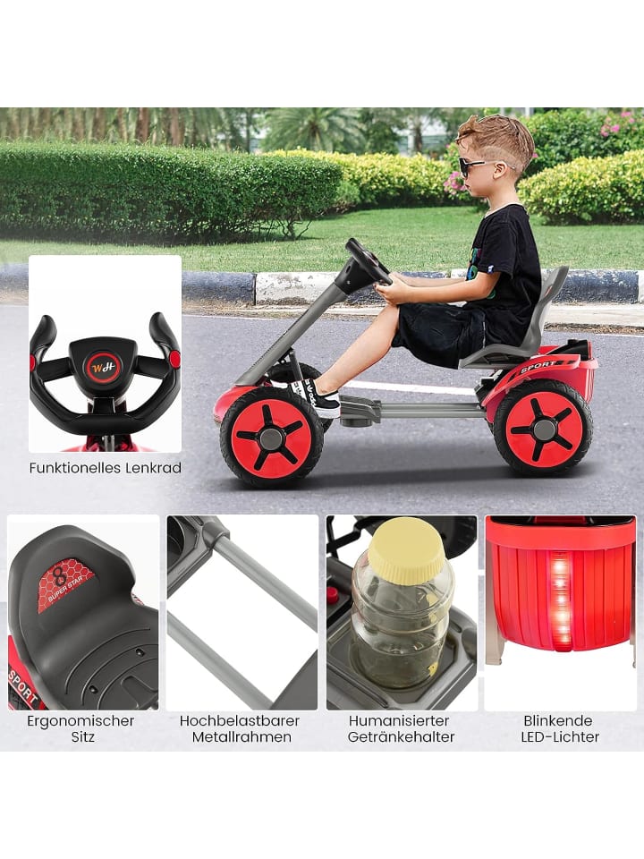 COSTWAY 12V Elektro Gokart LED ab 2 Jahre in Rot günstig kaufen 50 x 85 cm