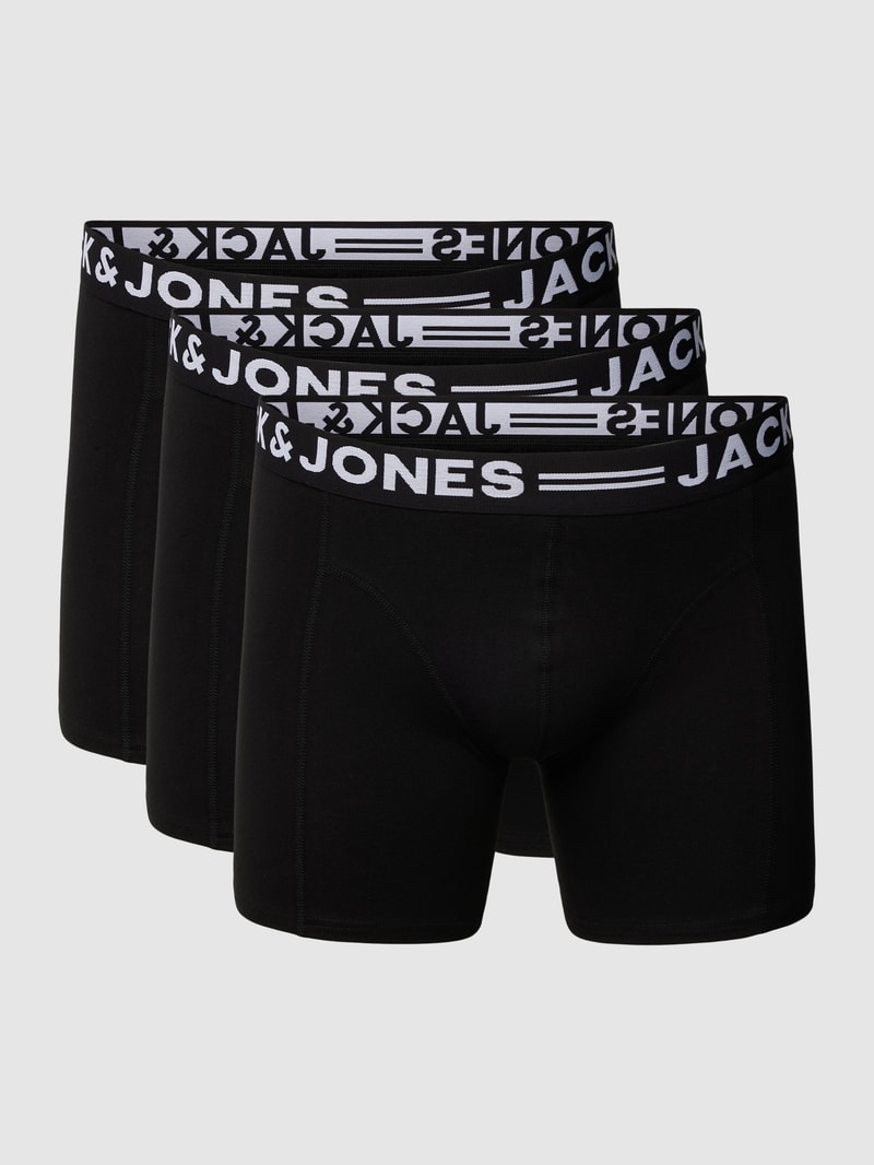 PLUS SIZE Trunks mit Logo-Bund im 3er-Pack Modell 'SENSE' in schwarz