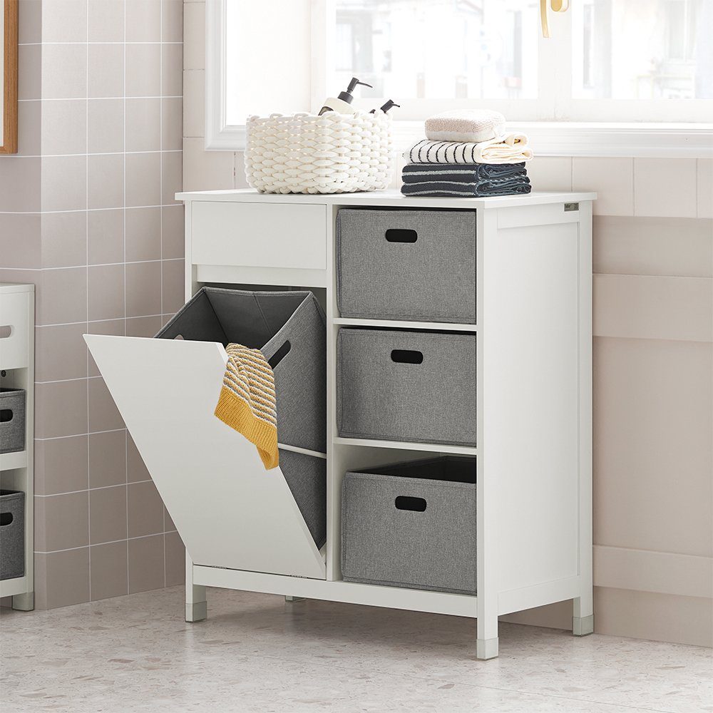 SoBuy Wäscheschrank BZR77 mit ausklappbarem Wäschesäcken Wäschesack Wäschetruhe
