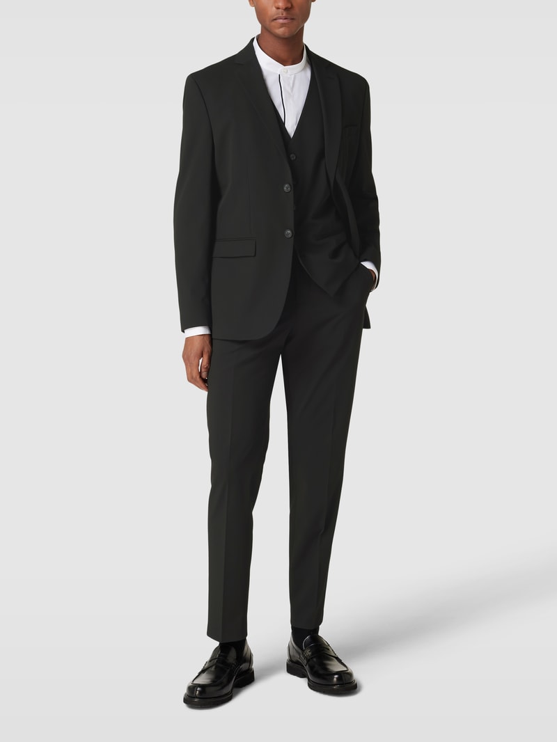 Slim Fit Anzughose mit Knopf- und Reißverschluss in schwarz