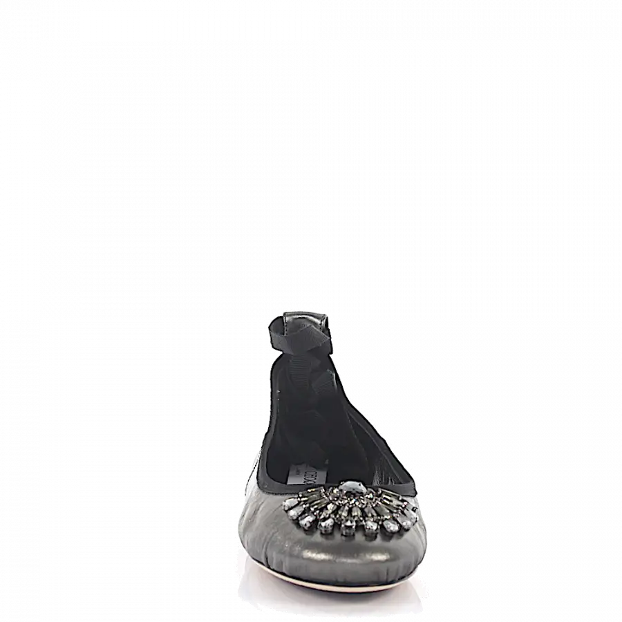 Jimmy Choo - Ballerinas Klassisch Strassbrosche grau silber - grau