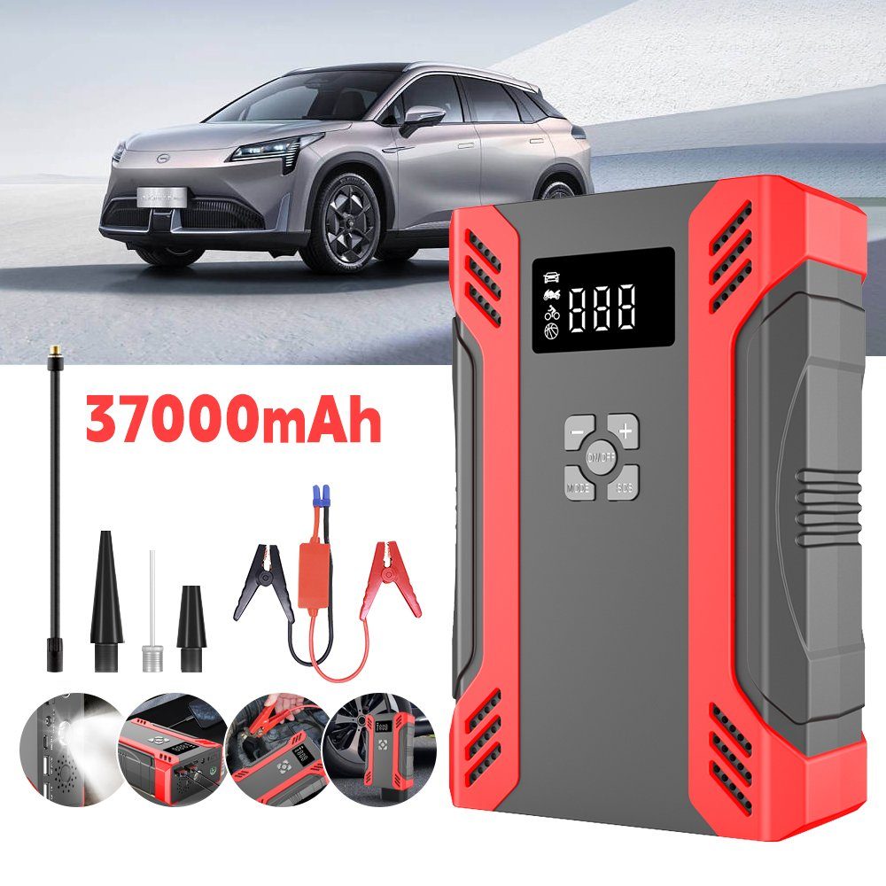 MDHAND 37000mAh Ladegerät Booster Luftpumpe Kompressor Autobatterie-Ladegerät (1-tlg., Start + Aufblasen in einer Einheit)