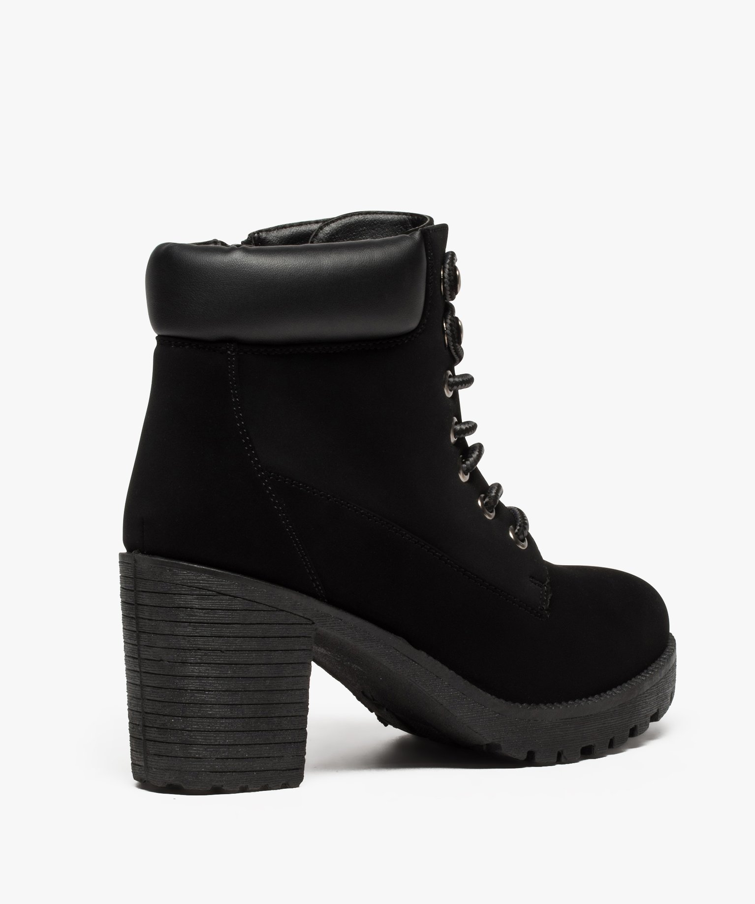 Boots femme à talon et semelle crantée noir | GEMO