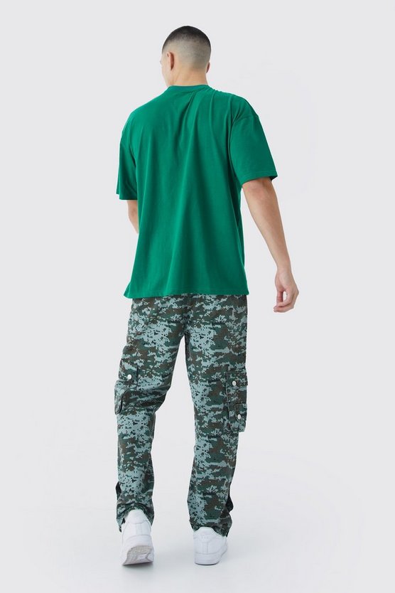 3D Camouflage Cargo-Hose mit geradem Bein