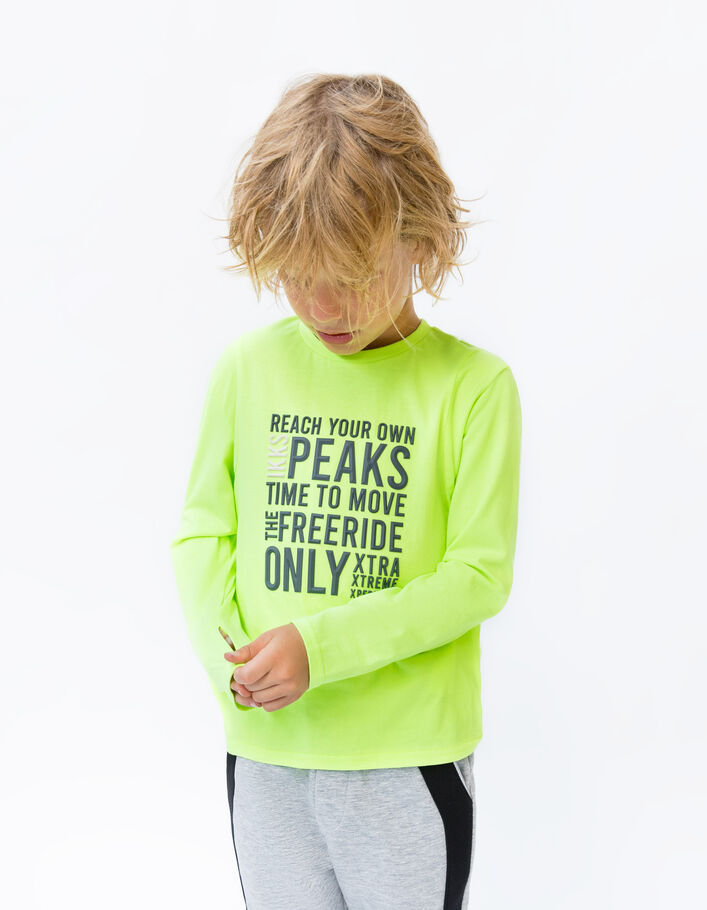 T-shirt vert fluo messages gomme garçon