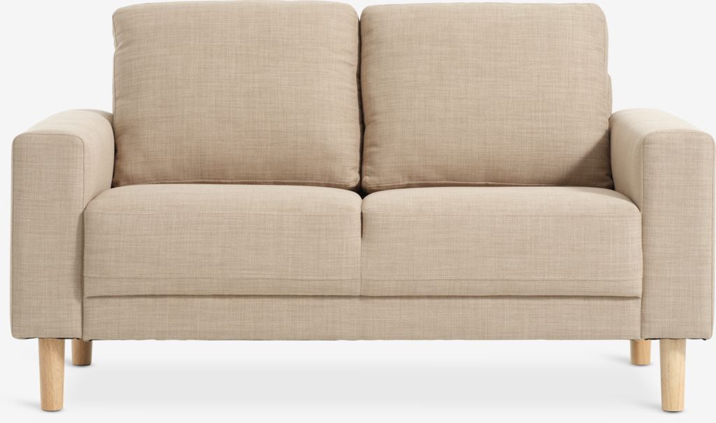 EGENSE 2-seters sofa, sandfarget stoff/eikefarge