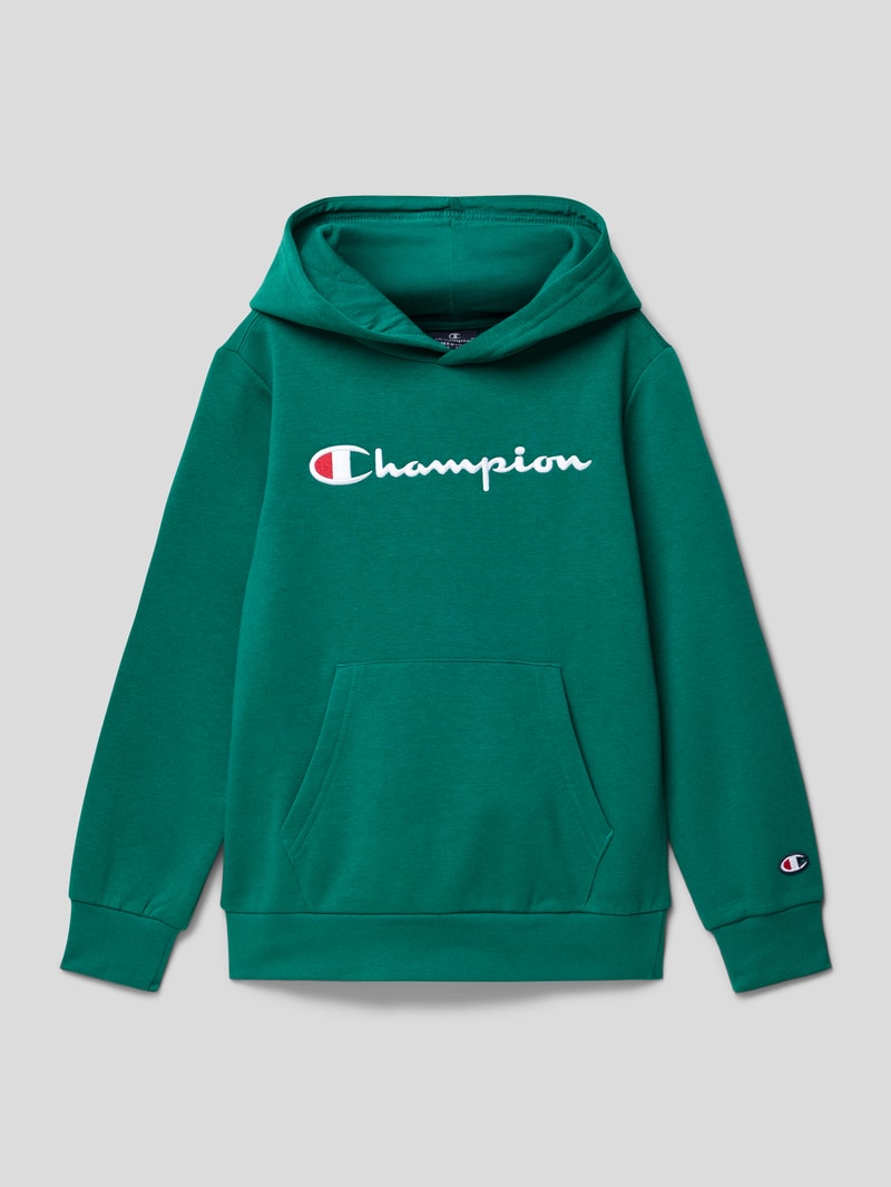 Hoodie mit Label-Stitching in grün