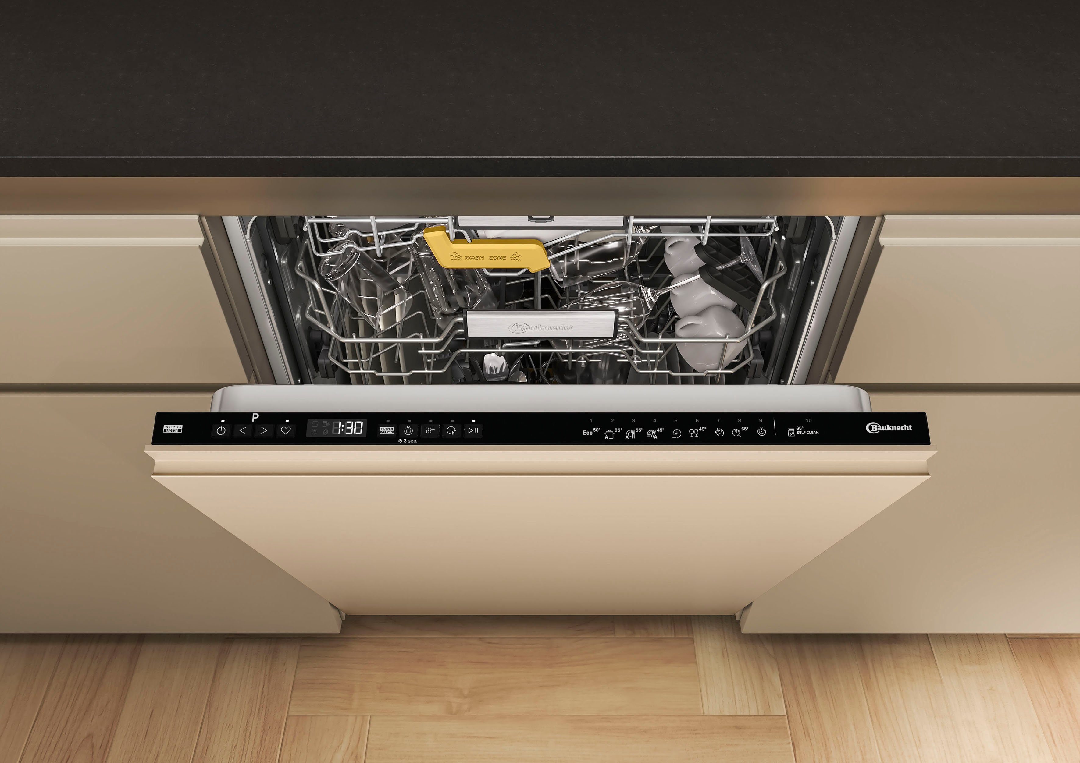 BAUKNECHT vollintegrierbarer Geschirrspüler, B8RI HP42 LC, 14 Maßgedecke, SpaceClean – die 3. Schublade für hohe Gläser und Müslischalen