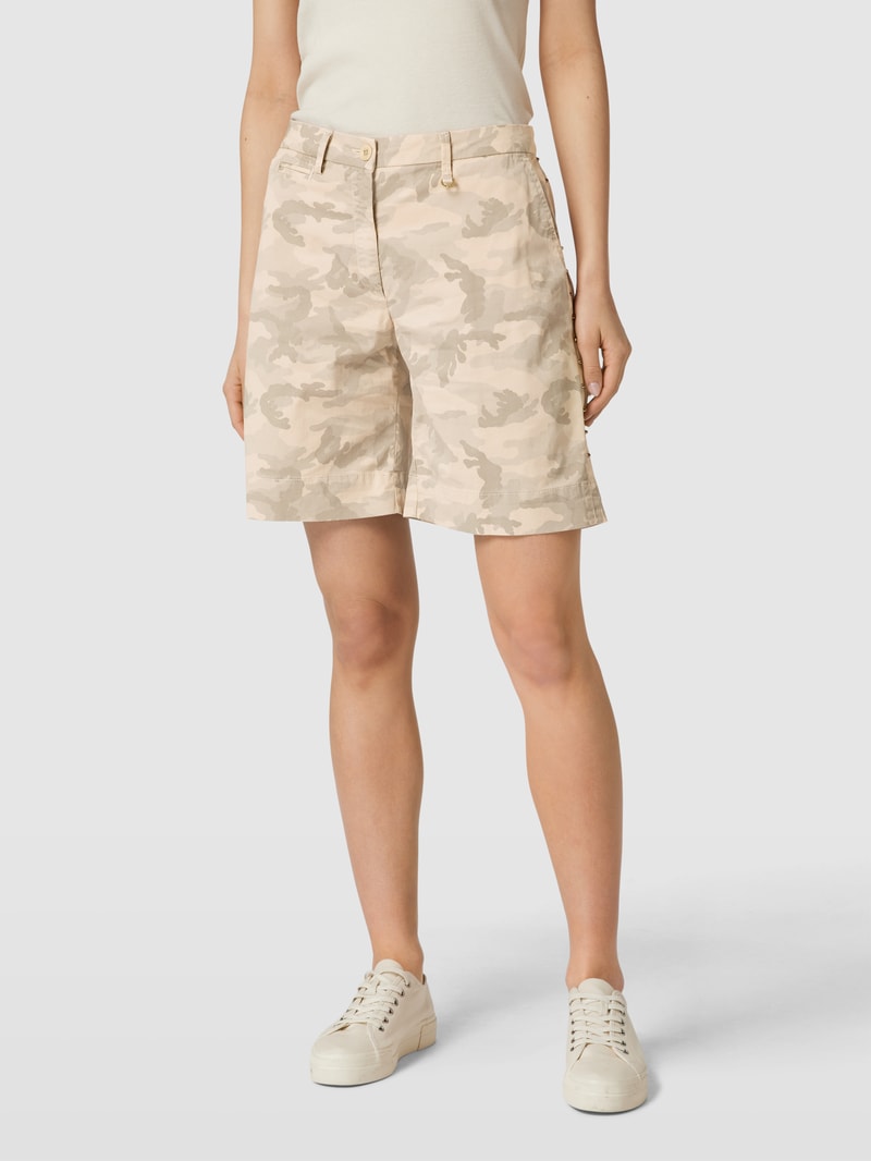 Bermudas mit Allover-Muster Modell 'JACQUELINE CURVY' in beige