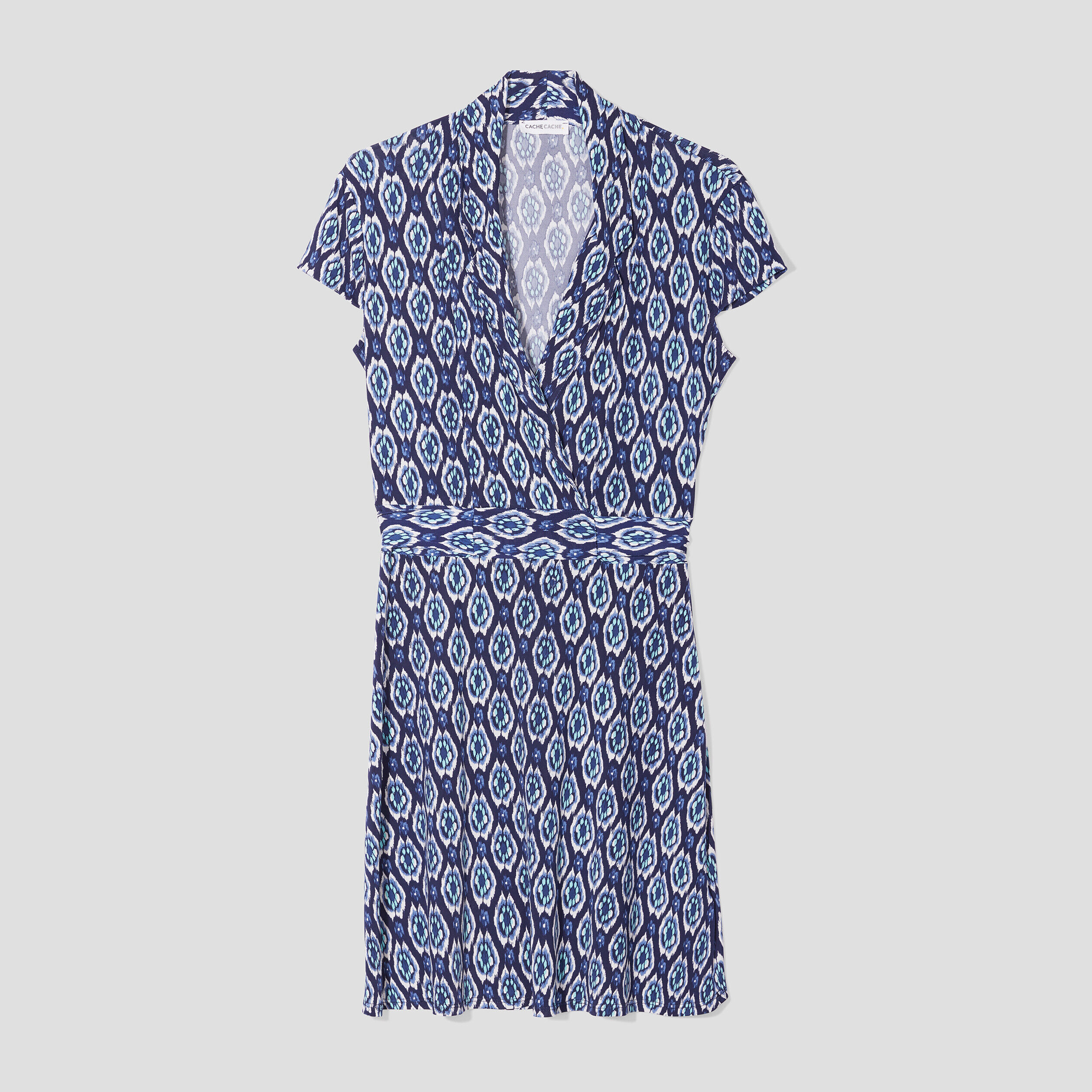 Robe évasée bandes à nouer bleu marine femme | Cache Cache