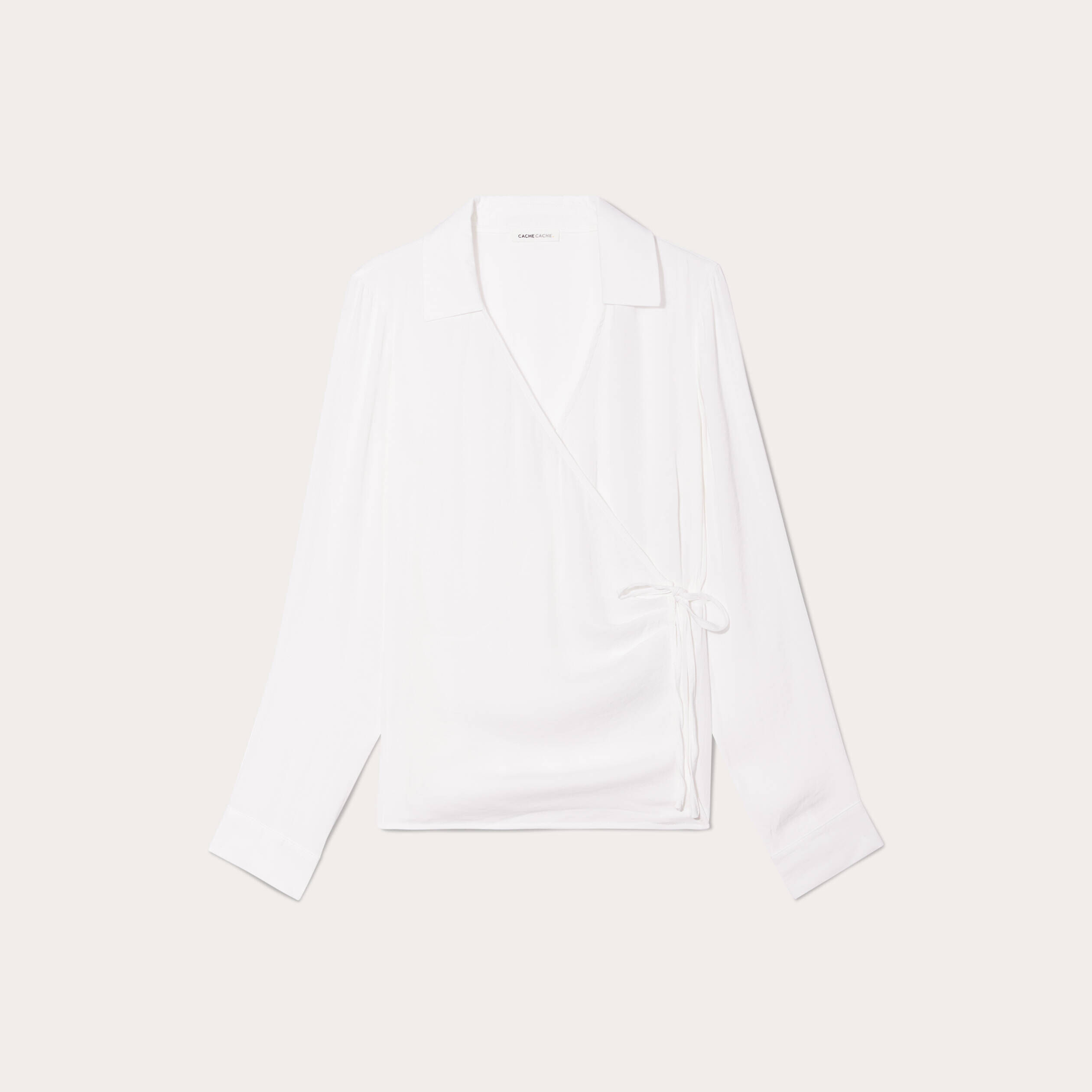 Blouse satin col cache-coeur ecru femme | Cache Cache