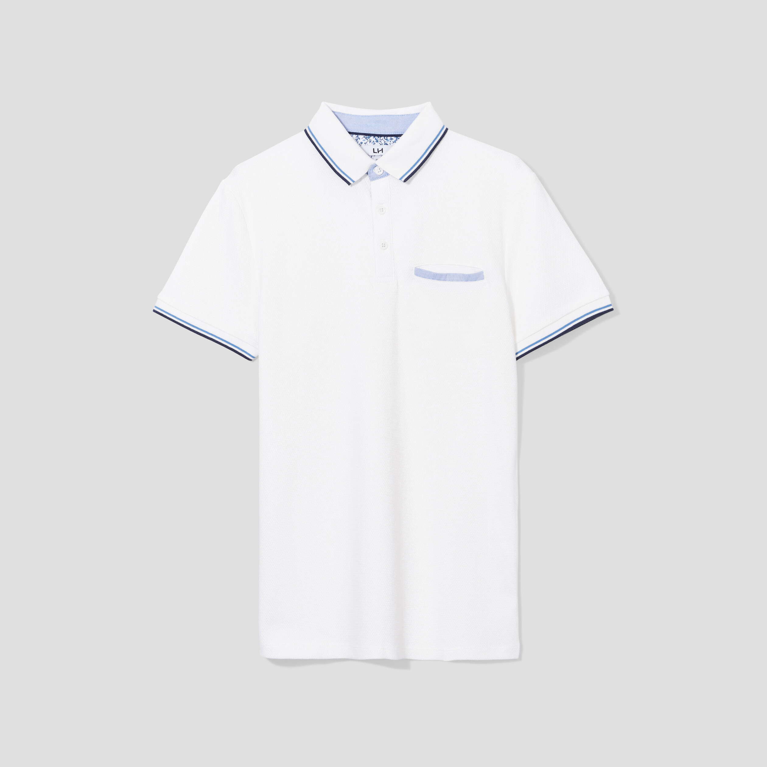 Polo manches courtes 1 poche coton blanc homme | La Halle