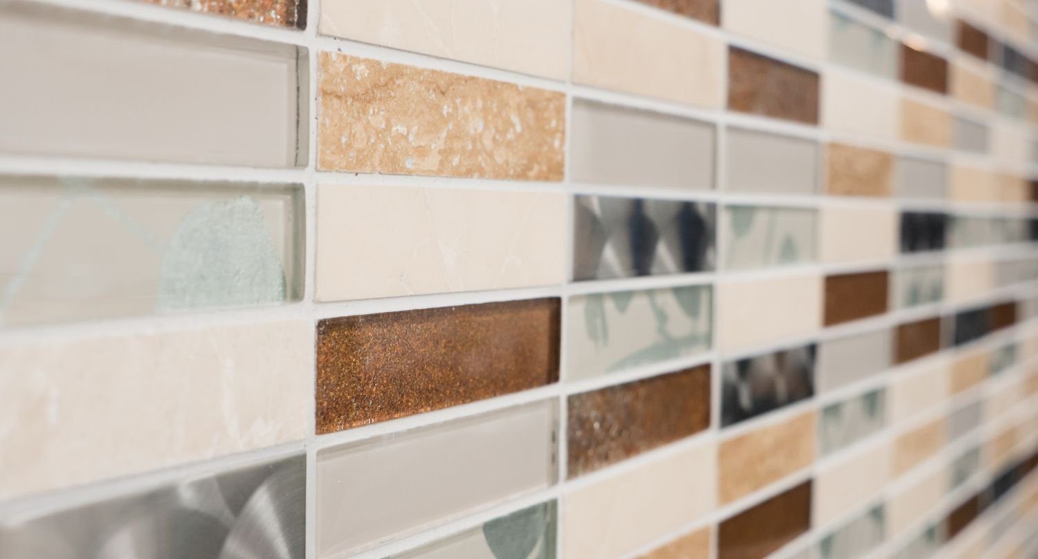 Mosani Mosaikfliesen Glasmosaik Naturstein Edelstahl Mosaik beige glänzend / 10 Matten