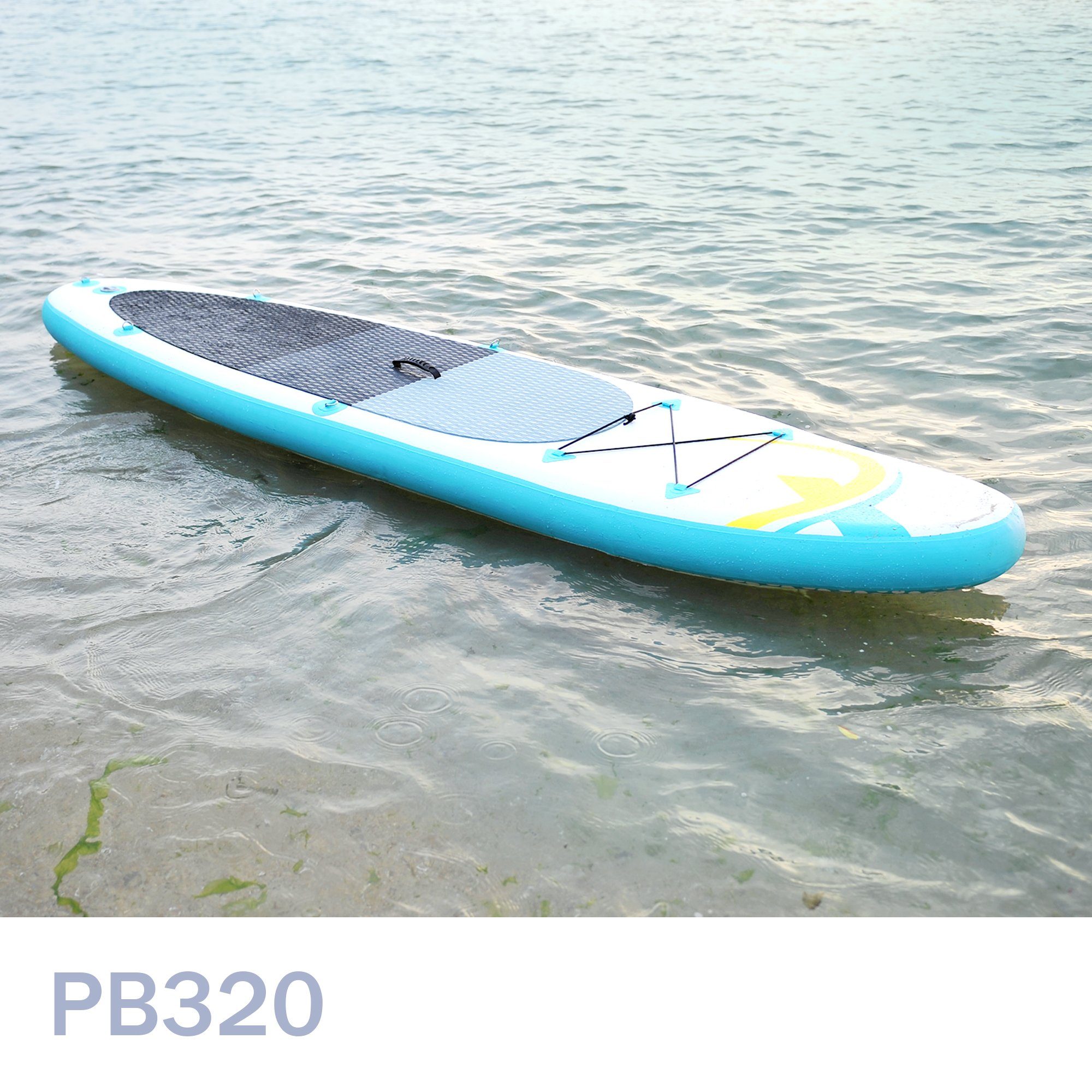 NEMAXX Inflatable SUP-Board, Nemaxx PB320 Stand up Paddle Board 320x78x15cm, türkis/gelb - Surfbrett, Surf-Board - aufblasbar & leicht zu transportieren - inkl. Tasche, Paddel
