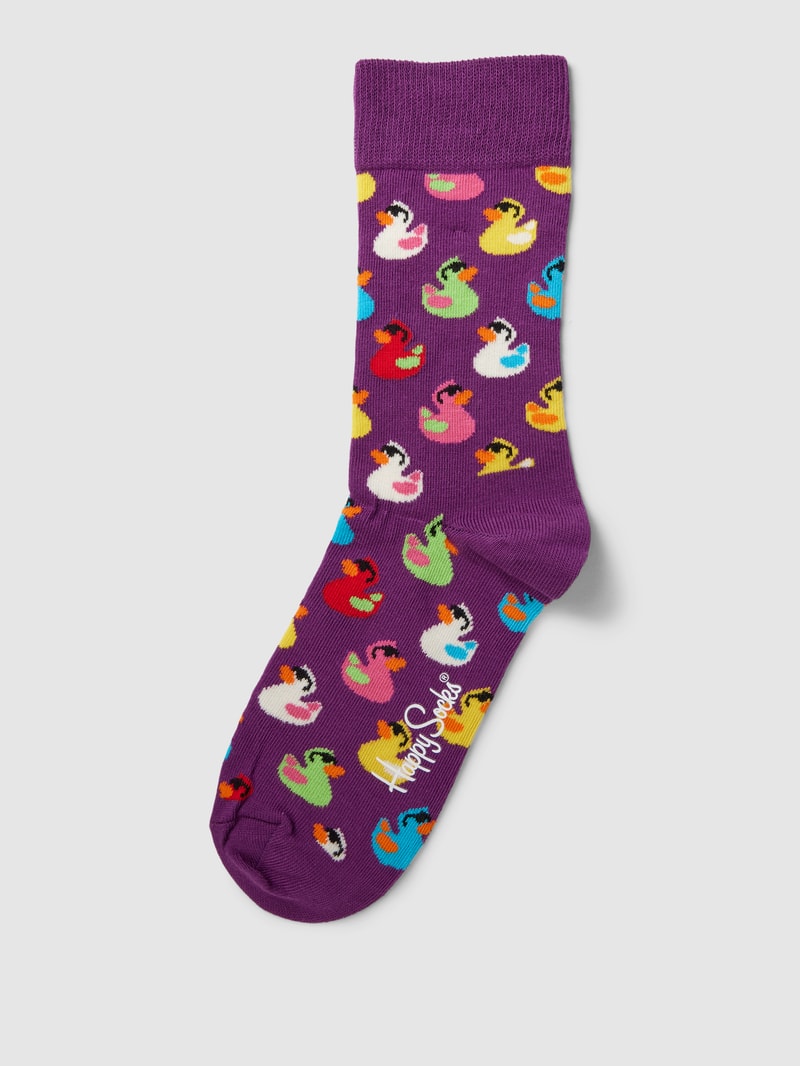 Socken mit Motiv-Print Modell 'RUBBER DUCK' in lila