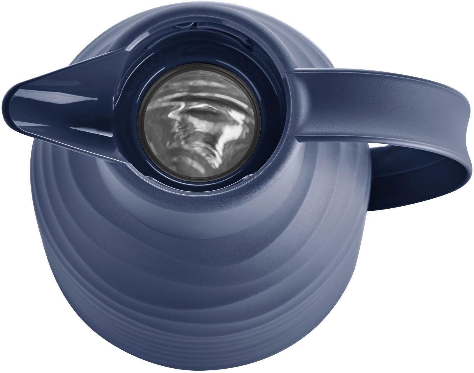 Emsa Isolierkanne Samba Wave, 1 l, Made in Germany, 12h warm/24h kalt, Quick-Press-Deckel, Glaskolben