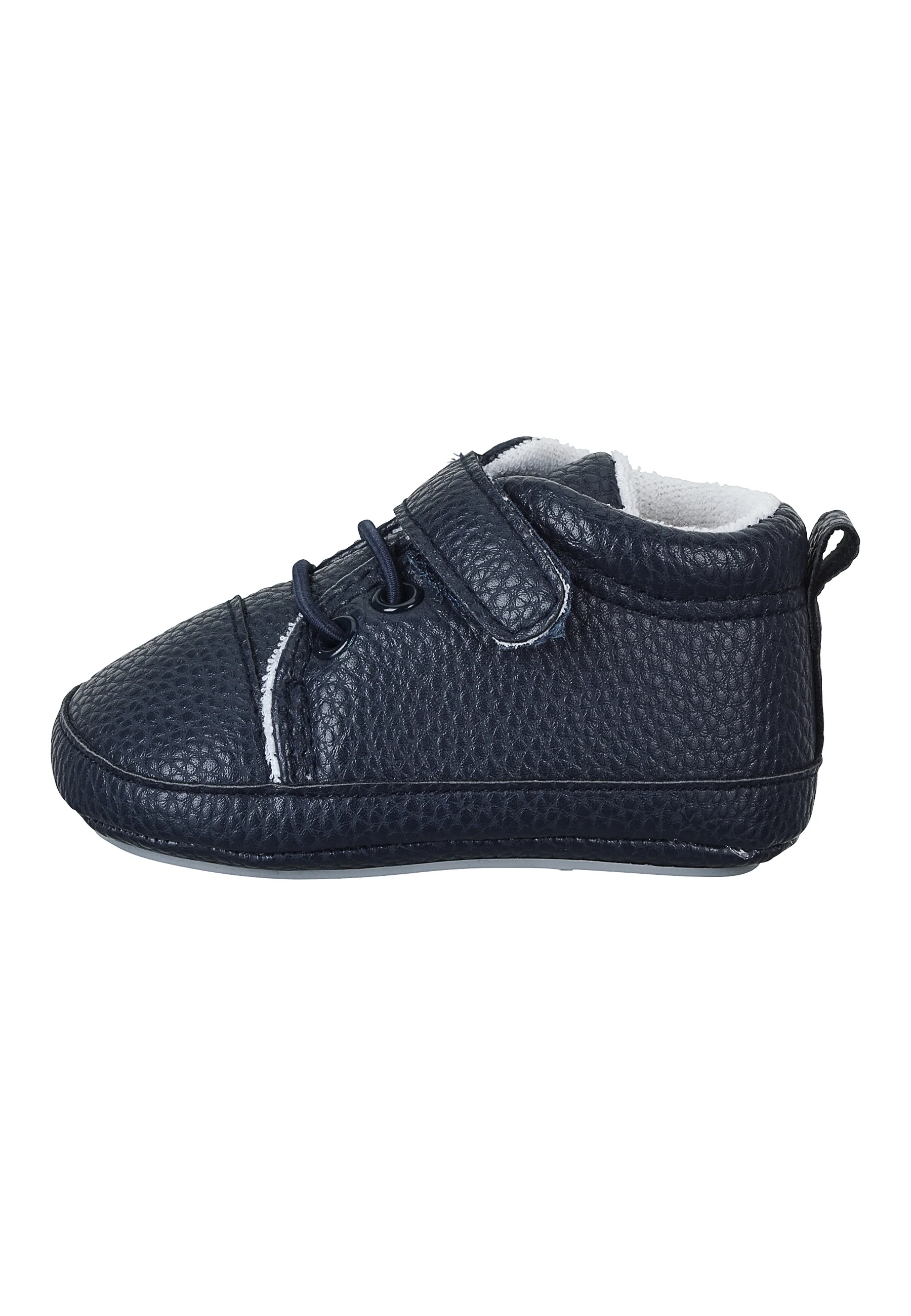 Babyschuh aus Kunstleder, Marine und Weiß