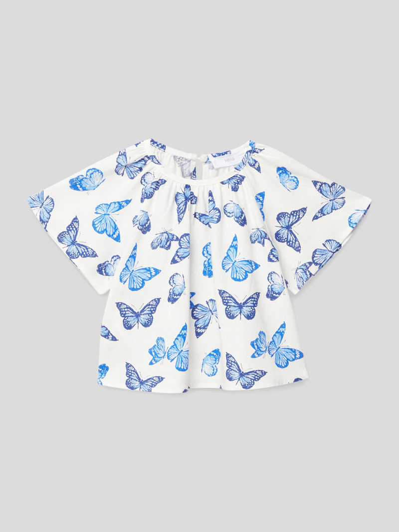 Leinenbluse mit Allover-Animal-Print in offwhite